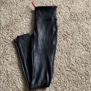 Spans black faux leather leggings